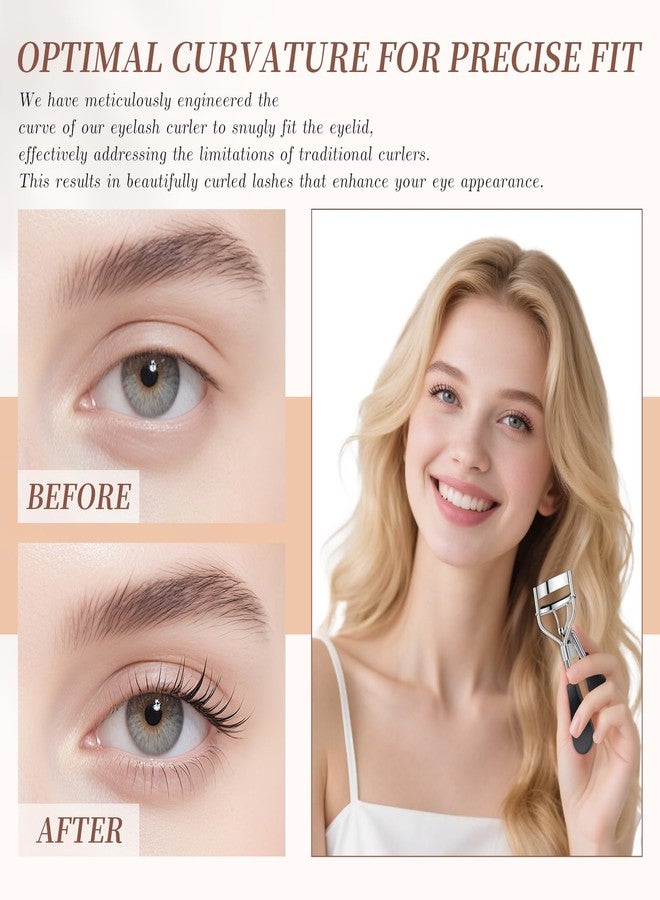 docolor Eyelash Curler with Eyelash Comb, Lash Curler with 8 Pcs Silicone Refill Pads Suitable for All Eye Shapes Curl up to one Day Easy to Operate No Pinching or Pulling Eyelash Eye Makeup Tool - Image 3